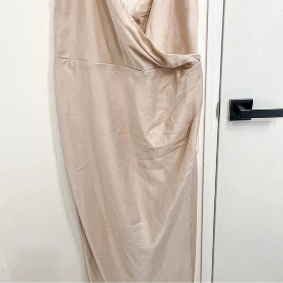 BHLDN Anthropologie Freya satin charmeuse dress beige oyster size 20 NWT - Picture 5 of 14